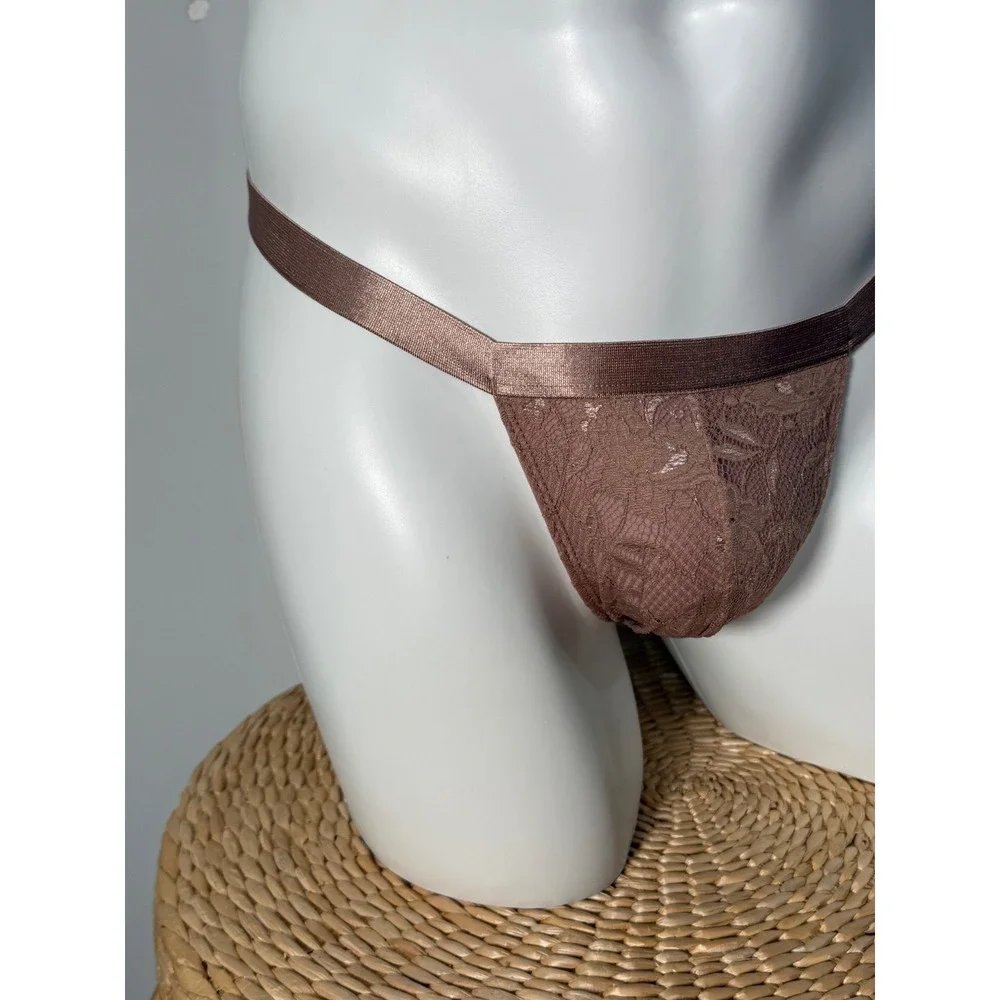 Cosabella Never Say Never Lace Italian Thong Men's Nude Blush Underwear NWT‎ L